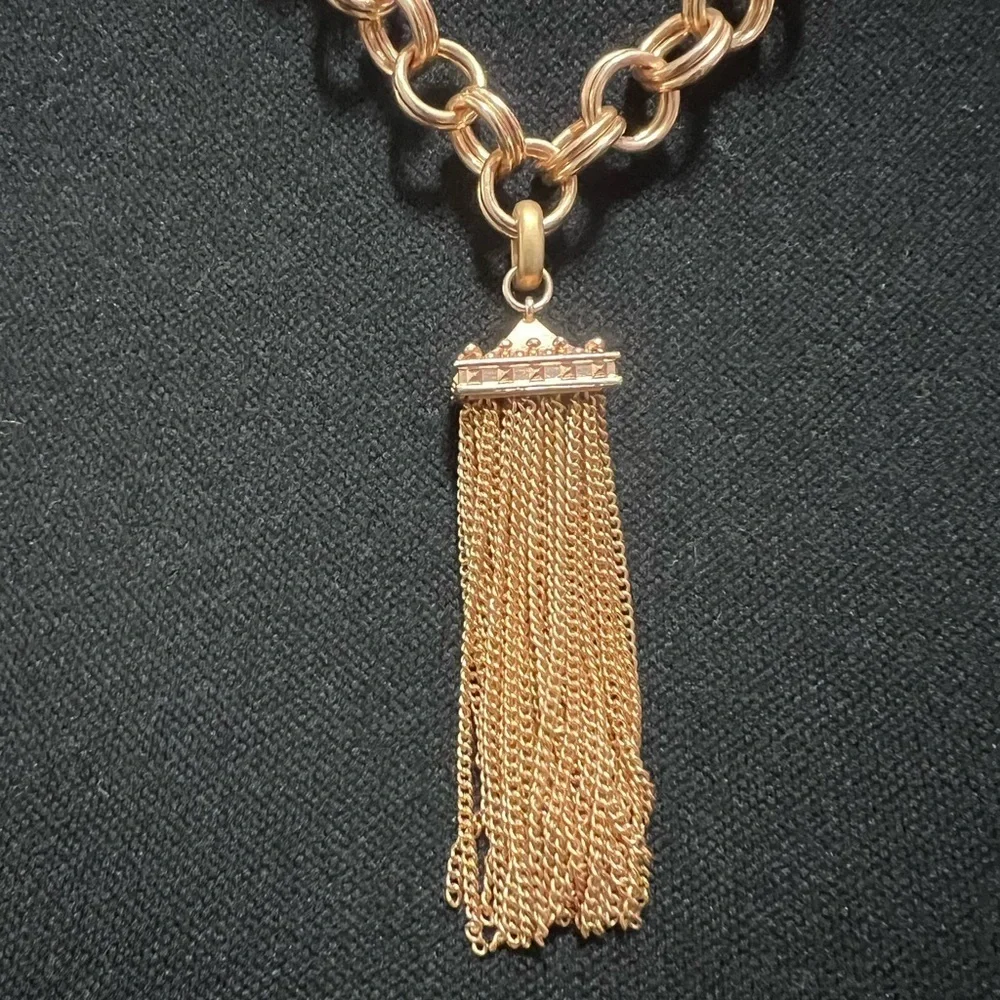Kendra Scott Athena Charm Necklace with Detachable Tassel Charm Rose Gold